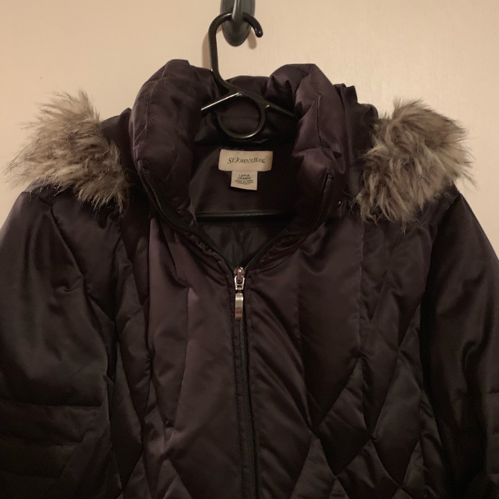Whiter coat with fur lined hood